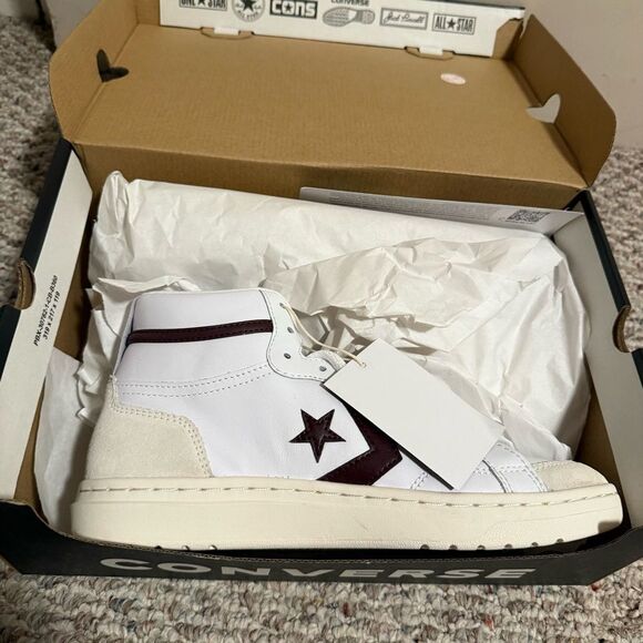 NEW Converse Pro Blaze Classic Leather Mid' White/Bloodstone" Shoes-Men's 8 - Picture 5 of 7